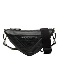 プラダ 三角ロゴプレート 斜め掛け ショルダーバッグ ブラック レザー レディース PRADA 【中古】