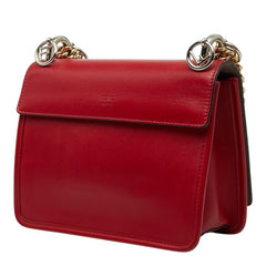 フェンディ ミニ キャナイ エフ チェーン ショルダーバッグ 8BT286 レッド レザー レディース FENDI 【中古】