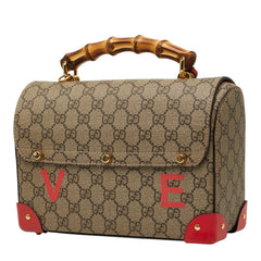 グッチ GGスモール バンブー ハンドバッグ チェーン ショルダーバッグ 2WAY 603221 ベージュ レッド PVC レザー レディース GUCCI 【中古】