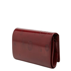 カルティエ ハッピーバースデー 長財布 ワインレッド ボルドー パテントレザー レディース CARTIER 【中古】