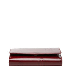 カルティエ ハッピーバースデー 長財布 ワインレッド ボルドー パテントレザー レディース CARTIER 【中古】