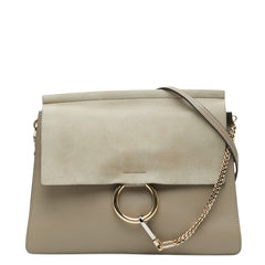 クロエ フェイ ラージ ショルダーバッグ ワンショルダー グレー レザー スウェード レディース Chloe 【中古】