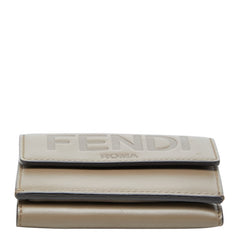 フェンディ 三つ折り財布 コンパクトウォレット 8M0395 グレージュ レザー レディース FENDI 【中古】