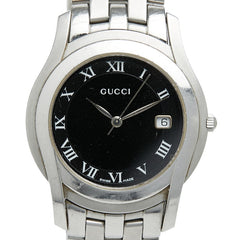 グッチ ローマインデックス 腕時計 5500M クオーツ ブラック文字盤 ステンレススチール メンズ GUCCI 【中古】