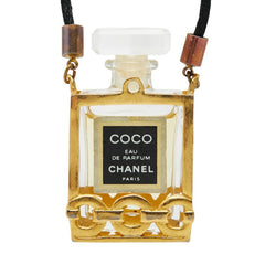 シャネル COCO EAU DE PARFUM ココ オードゥ パルファム 香水 チェーン ネックレス ゴールド クリア ブラック メッキ ガラス ファブリック レディース CHANEL 【中古】
