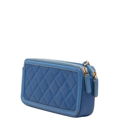 シャネル ココマーク CCフィリグリー 斜め掛け ショルダーバッグ ブルー キャビアスキン レディース CHANEL 【中古】