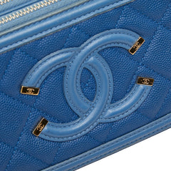 シャネル ココマーク CCフィリグリー 斜め掛け ショルダーバッグ ブルー キャビアスキン レディース CHANEL 【中古】