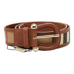 バーバリー ノバチェック ベルト サイズ:32/80 ブラウン ベージュ レザー キャンバス レディース BURBERRY 【中古】