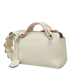 フェンディ バイザウェイ ハンドバッグ ポーチ ホワイト レザー ビジュー レディース FENDI 【中古】