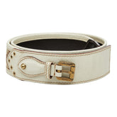 グッチ GGキャンバス ベルト サイズ:80/32 144195 ベージュ アイボリー キャンバス レザー レディース GUCCI 【中古】