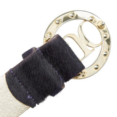 ヴェルサーチェ ベルト サイズ:80 パープル ハラコ レディース VERSACE 【中古】
