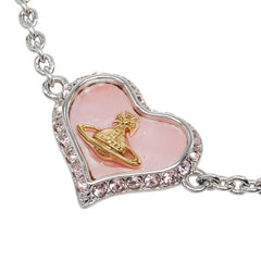 ヴィヴィアンウエストウッド ハート ペトラ ブレスレット シルバー ピンク メタル ラインストーン レディース Vivienne Westwood 【中古】