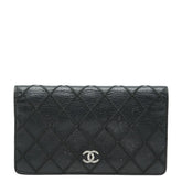 シャネル ココマーク ワイルドステッチ 長財布 ブラック レザー レディース CHANEL 【中古】