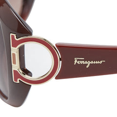 サルヴァトーレフェラガモ ガンチーニ サングラス グラデーションレンズ SF668S ブラウン レッド プラスチック レディース Salvatore Ferragamo 【中古】