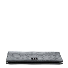 シャネル ココマーク カメリア 長財布 ブラック ラムスキン レディース CHANEL 【中古】