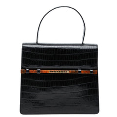ジバンシー クロコ型押し ハンドバッグ ブラック レザー レディース Givenchy 【中古】