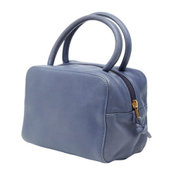ロエベ アナグラム ハンドバッグ ブルー レザー レディース LOEWE 【中古】