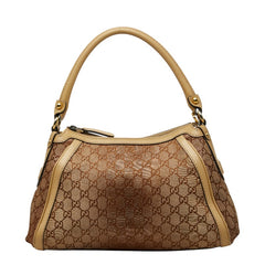 グッチ GGキャンバス スカーレット ワンショルダー トートバッグ ホーボーバッグ ベージュ ピンク キャンバス レザー レディース GUCCI 【中古】