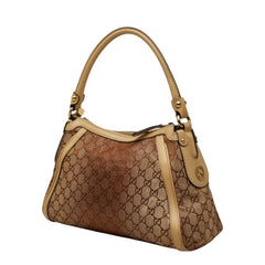 グッチ GGキャンバス スカーレット ワンショルダー トートバッグ ホーボーバッグ ベージュ ピンク キャンバス レザー レディース GUCCI 【中古】