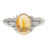 Pt900 プラチナ ファイアオパール0.96ct ダイヤ0.16ct リング 指輪 レディース 11号 【中古】