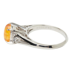 Pt900 プラチナ ファイアオパール0.96ct ダイヤ0.16ct リング 指輪 レディース 11号 【中古】
