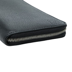 ロエベ アナグラム ラウンドジップ ウォレット 長財布 ブラック レザー レディース LOEWE 【中古】