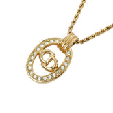 ディオール ロゴ ネックレス ゴールド メッキ ラインストーン レディース Dior 【中古】