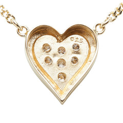 K14YG イエローゴールド ダイヤ0.15ct ハートモチーフ ペンダント ネックレス レディース 【中古】
