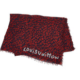 ルイ ヴィトン エトール レオパード ショール 大判 401910 レッド ネイビー シルク カシミア レディース LOUIS VUITTON 【中古】