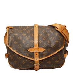 ルイ ヴィトン モノグラム ソミュール30 斜め掛け ショルダーバッグ M42256 ブラウン PVC レザー レディース LOUIS VUITTON 【中古】