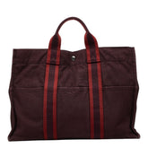 エルメス フールトゥMM トートバッグ ハンドバッグ ワインレッド キャンバス レディース HERMES 【中古】