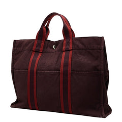 エルメス フールトゥMM トートバッグ ハンドバッグ ワインレッド キャンバス レディース HERMES 【中古】