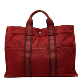 エルメス フールトゥトートMM トートバッグ ハンドバッグ レッド キャンバス レディース HERMES 【中古】