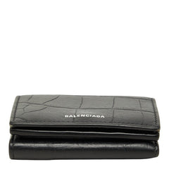 バレンシアガ ヴィル 型押し 三つ折り財布 コンパクト 558208 ブラック レザー メンズ BALENCIAGA 【中古】