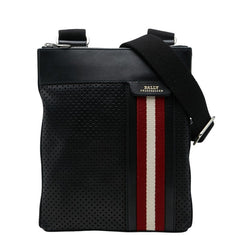 バリー 斜め掛け ショルダーバッグ ブラック レッド レザー キャンバス メンズ BALLY 【中古】