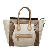 セリーヌ ラゲージ ミニショッパー ハンドバッグ ベージュ ブラウン キャンバス レザー レディース CELINE 【中古】
