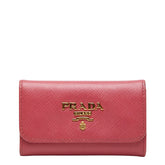 プラダ 6連 キーケース 1PG222 ピンク サフィアーノレザー レディース PRADA 【中古】
