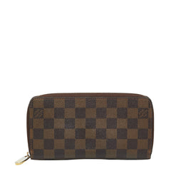 ルイ ヴィトン ダミエ ジッピーウォレット ラウンドファスナー 長財布 N60015 ブラウン PVC レザー レディース LOUIS VUITTON 【中古】
