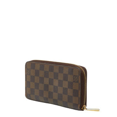 ルイ ヴィトン ダミエ ジッピーウォレット ラウンドファスナー 長財布 N60015 ブラウン PVC レザー レディース LOUIS VUITTON 【中古】