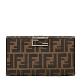 フェンディ ズッカ 長財布 ブラウン ブラック キャンバス レザー レディース FENDI 【中古】