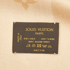 ルイ ヴィトン ショール モノグラム ストール 402336 ベージュ シルク ウール レディース LOUIS VUITTON 【中古】