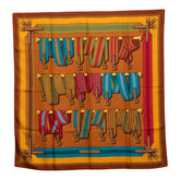 エルメス カレ90 Les Sangles レ サングル スカーフ ブラウン シルク レディース HERMES 【中古】