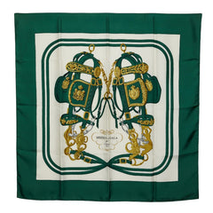 エルメス カレ90 BRIDES de GALA 式典用の馬勒 スカーフ グリーン マルチカラー レディース HERMES 【中古】