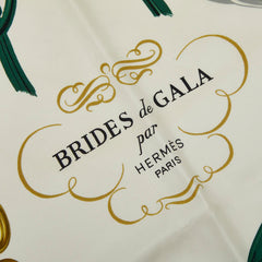 エルメス カレ90 BRIDES de GALA 式典用の馬勒 スカーフ グリーン マルチカラー レディース HERMES 【中古】