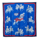 エルメス カレ90 CARROUSEL メリーゴーランド スカーフ 大判 ブルー系 シルク レディース HERMES 【中古】