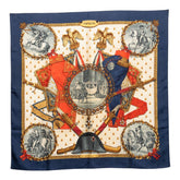 エルメス カレ90 ナポレオン NAPOLEON スカーフ ブルー レッド ホワイト シルク レディース HERMES 【中古】