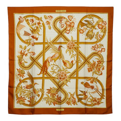 エルメス カレ90 Caraibes カリブ鳥 スカーフ ブラウン マルチカラー レディース HERMES 【中古】