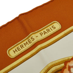 エルメス カレ90 Caraibes カリブ鳥 スカーフ ブラウン マルチカラー レディース HERMES 【中古】