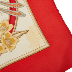 エルメス カレ90 Caraibes カリブ鳥 スカーフ 大判 レッド アイボリー シルク レディース HERMES 【中古】