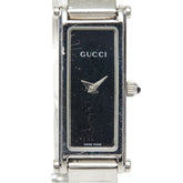 グッチ バングルウォッチ 腕時計 1500L クオーツ ブラック文字盤 ステンレススチール レディース GUCCI 【中古】
